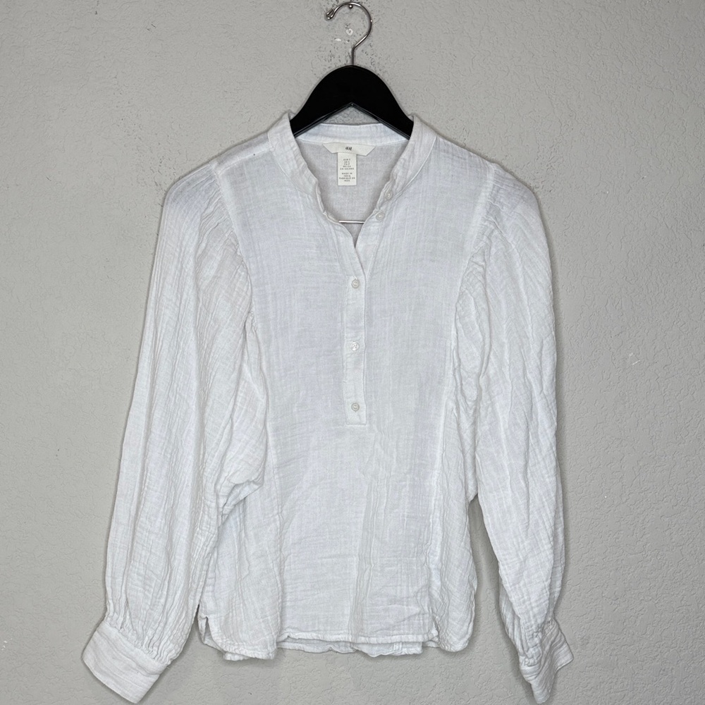Cotton White Button-Up Women's Top size small